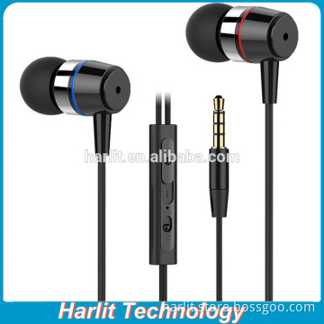 Mobile Phone Stereo Metal Plated Wire Earphones Earbuds With Microphone Soft TPE Material Tangle Free